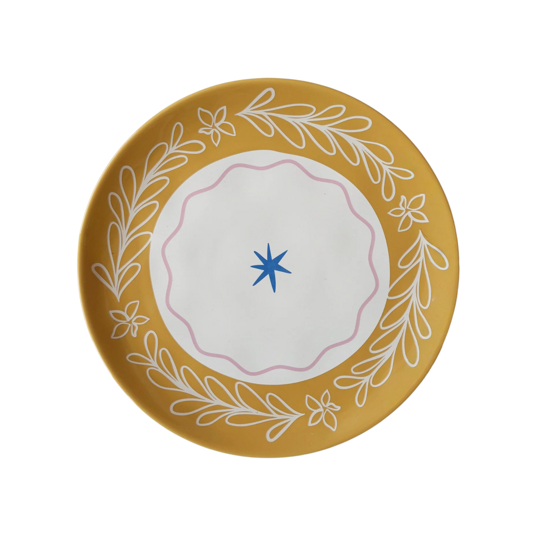 Assiette Feuilles et étoile bleue