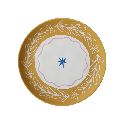 Assiette Feuilles et étoile bleue