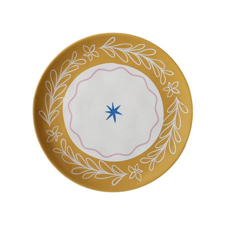 Assiette Feuilles et étoile bleue