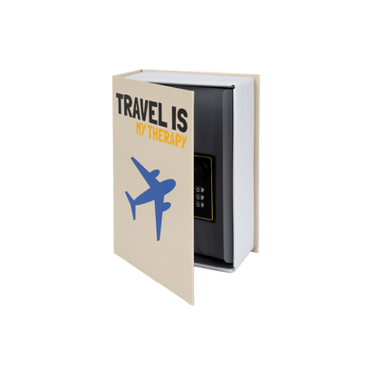 Coffre-fort livre  "Travel is my therapy"