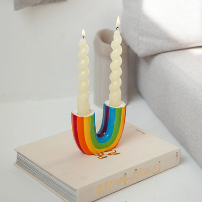 Bougeoir double arc-en-ciel