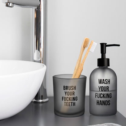Pot à brosse à dent "brush your fucking teeth"