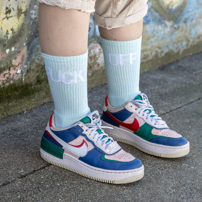 Chaussettes "Fuck off" azur