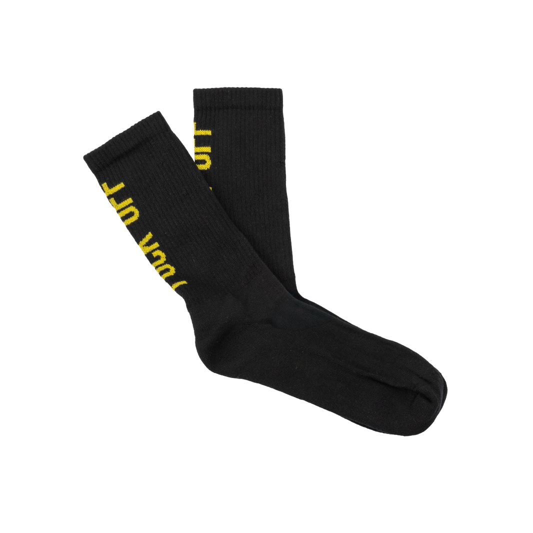 Chaussettes "Fuck off" noires et jaunes