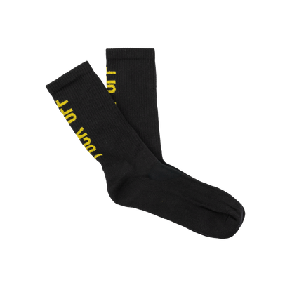 Chaussettes "Fuck off" noires et jaunes