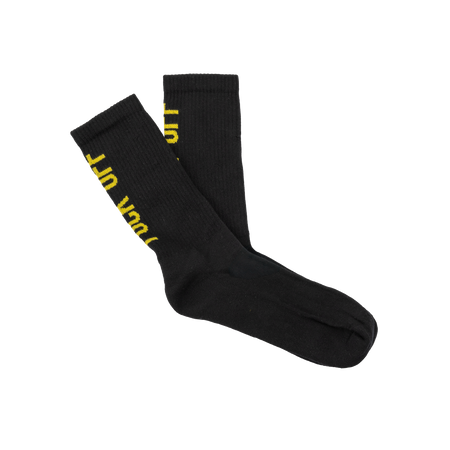 Chaussettes "Fuck off" noires et jaunes