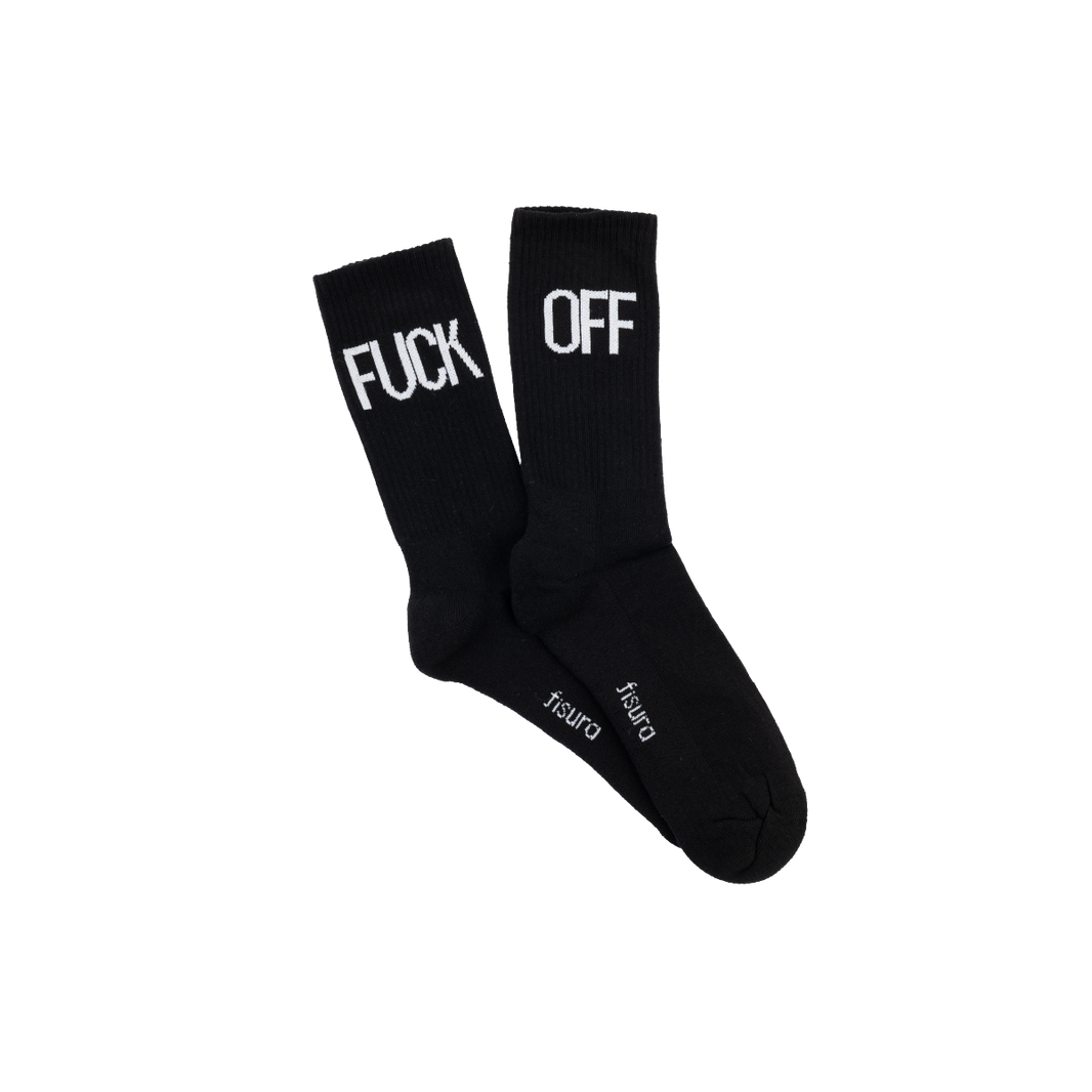 Chaussettes "Fuck off" noires et blanches