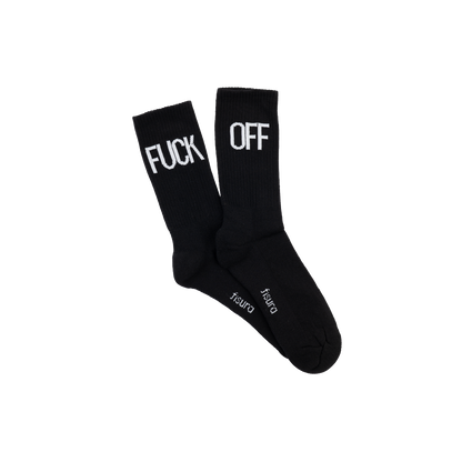 Chaussettes "Fuck off" noires et blanches