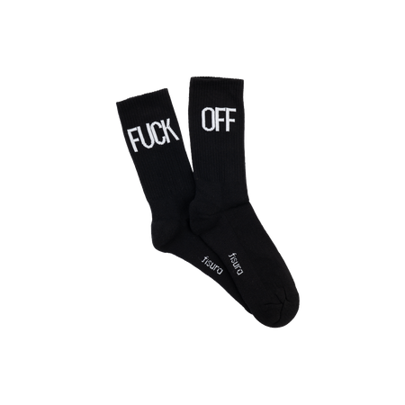 Chaussettes "Fuck off" noires et blanches