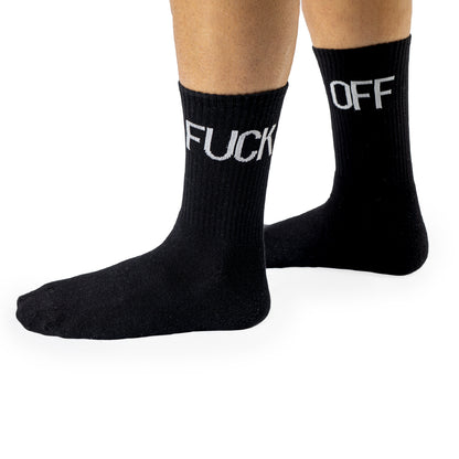 Chaussettes "Fuck off" noires et blanches