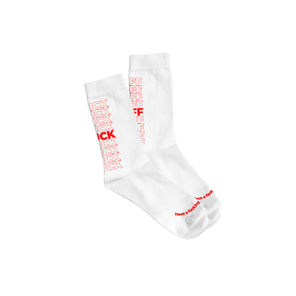 Chaussettes "Fuck off" blanches et rouges