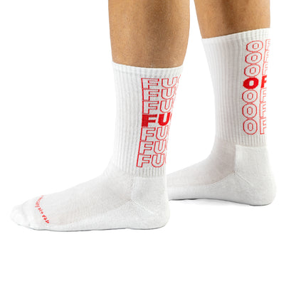 Chaussettes "Fuck off" blanches et rouges