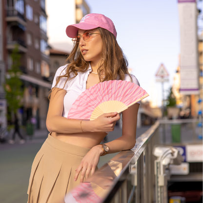 Eventail zébré rose