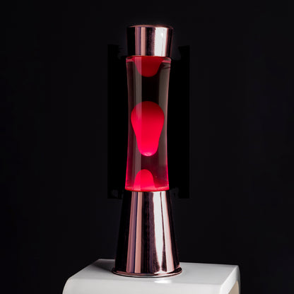 Lampe à lave rose métalisé