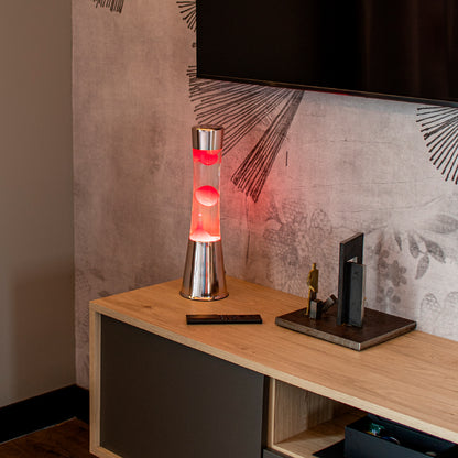 Lampe à lave rose métalisé