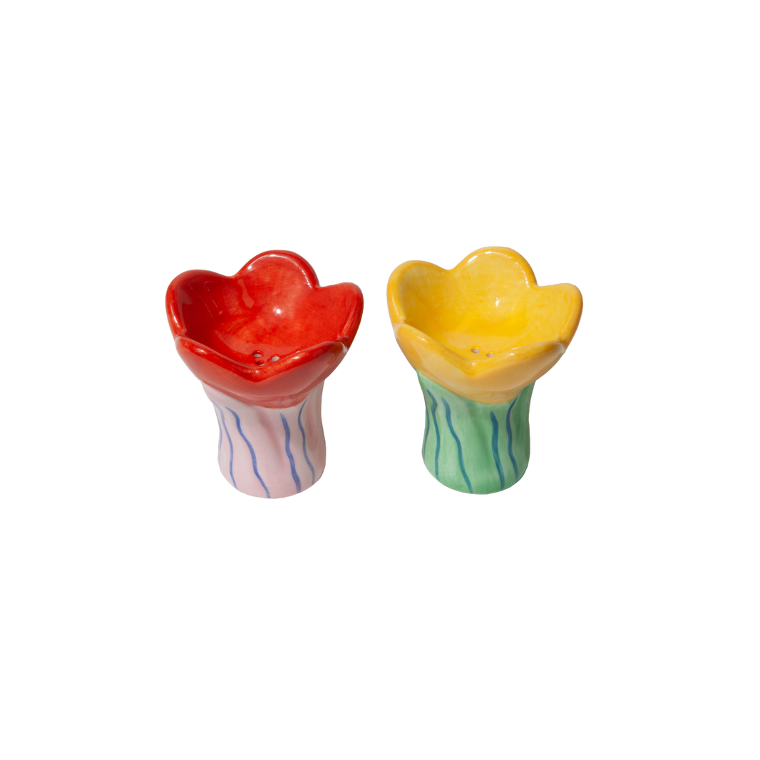 Salière et poivrière fleurs
