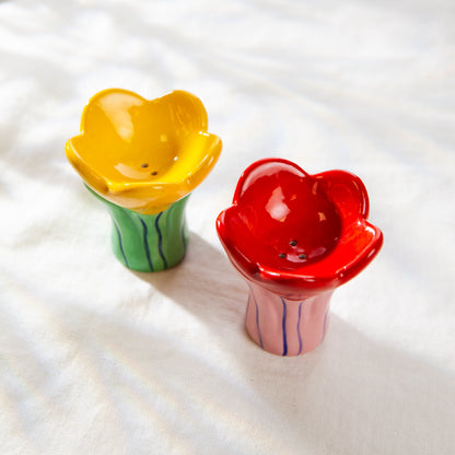 Salière et poivrière fleurs