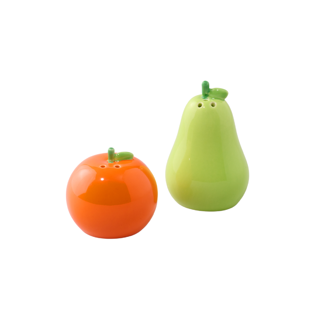 Salière et poivrière orange poire