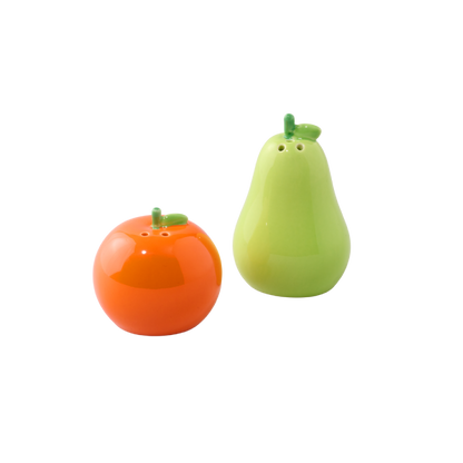 Salière et poivrière orange poire