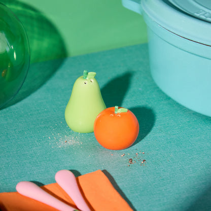 Salière et poivrière orange poire