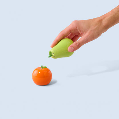 Salière et poivrière orange poire