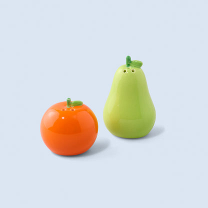 Salière et poivrière orange poire