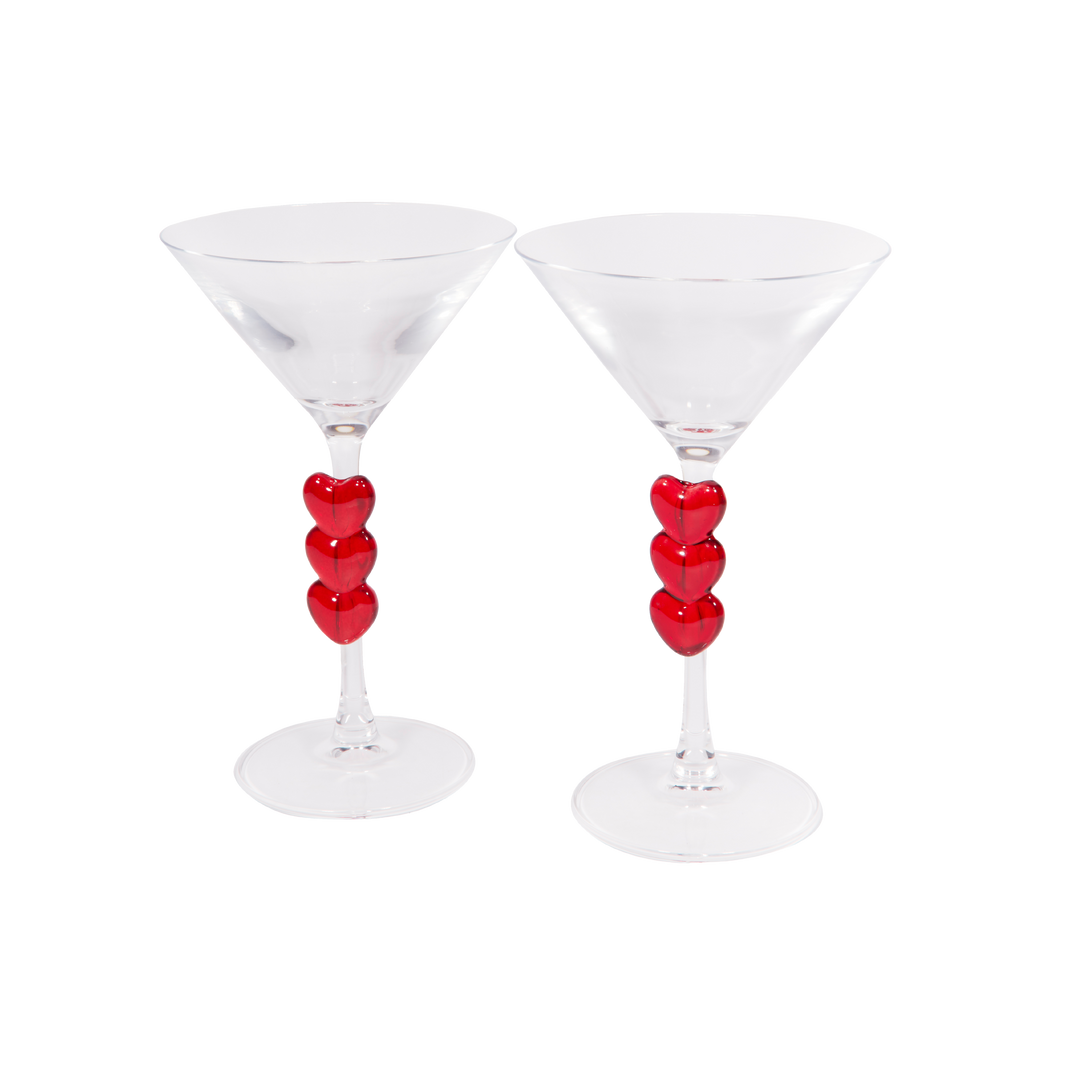Coffret verres à martini coeur