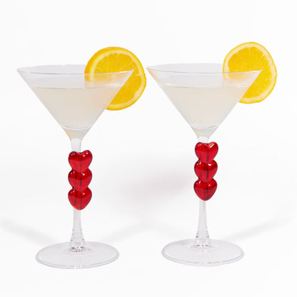 Coffret verres à martini coeur