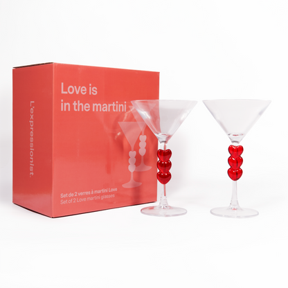Coffret verres à martini coeur