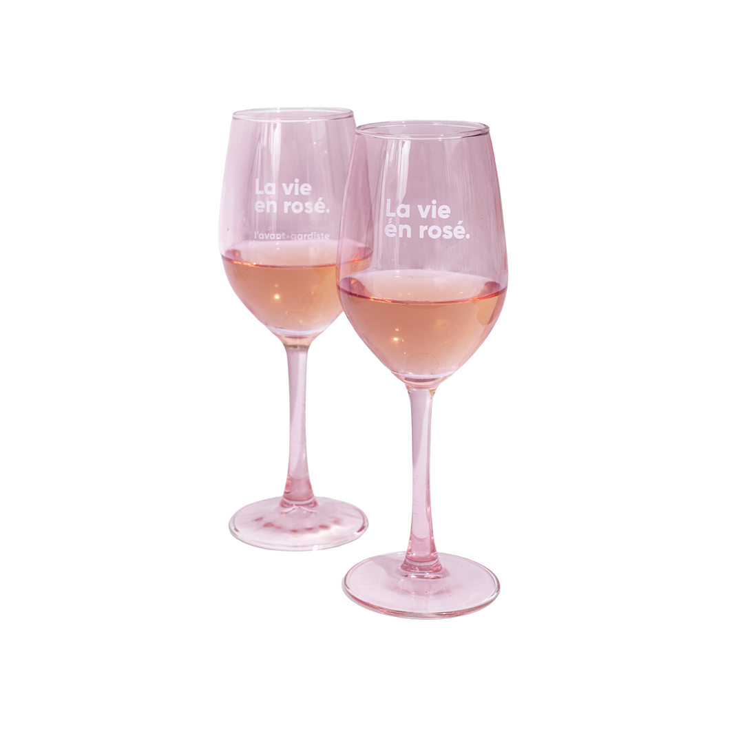 Coffret verres à vin "La vie en rosé"