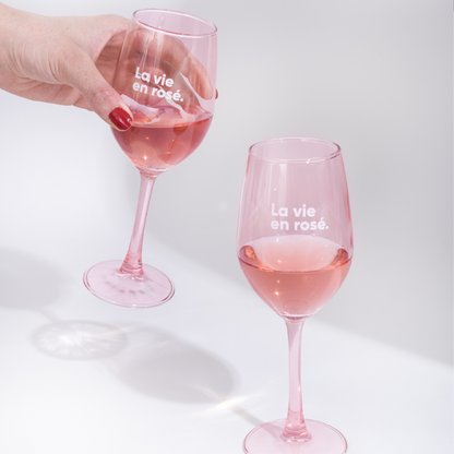 Coffret verres à vin "La vie en rosé"