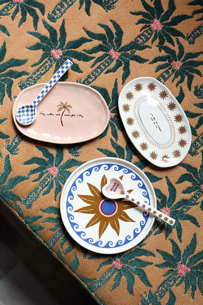 Assiette Ovale Palm Tree & Midnight Talks