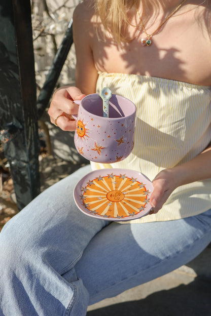 Assiette Soleil Lilas à Étoiles