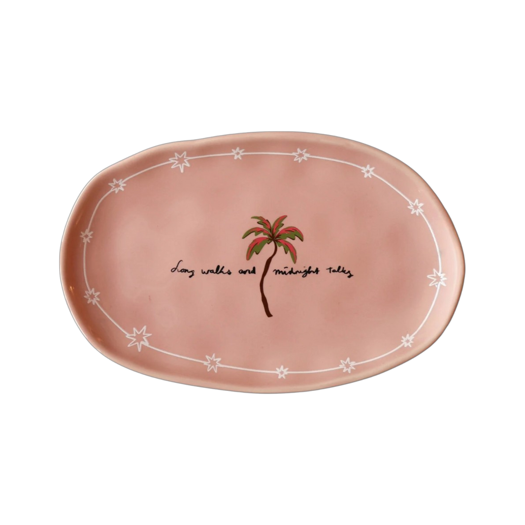Assiette Ovale Palm Tree & Midnight Talks