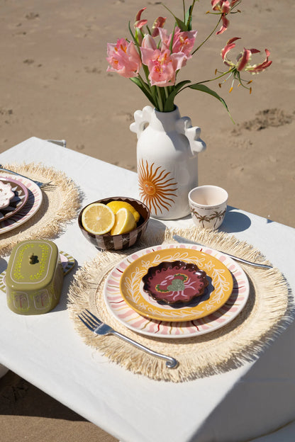 Assiette Feuilles et étoile bleue