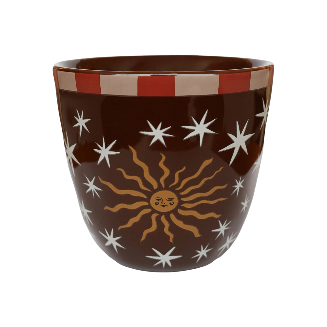 Tasse Marron Soleil & Étoiles